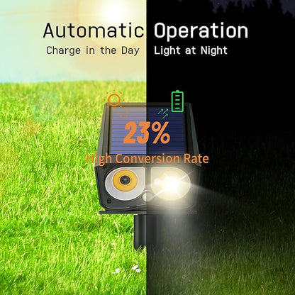 Solar Spot Lights Outdoor Motion Sensor, IP65 Waterproof Bright 2-in-1 Solar Wall Lights, Auto On/Off, LED Solar Landscape Spotlights for Garden, Yard, Pathway, Driveway, Walkway