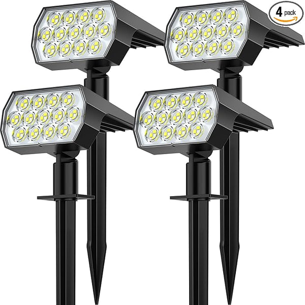 Solar Spot Lights Outdoor Waterproof IP65, [4 Pack/52 LED] 2-in-1 Solar Landscaping Spotlights, 3 Lighting Modes | Lumora