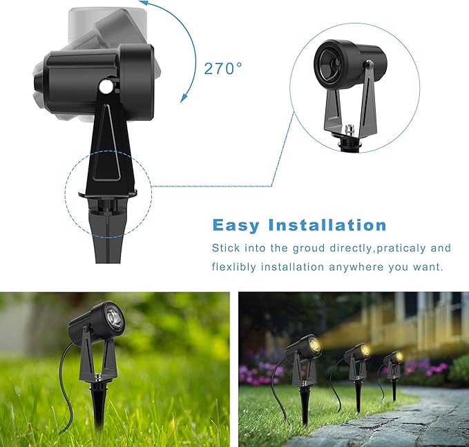 Landscape Lighting, 6 Pack Low Voltage LED SpotLights, 3W 27V Garden Pathway Outdoor Lights IP65 Waterproof, Warm White