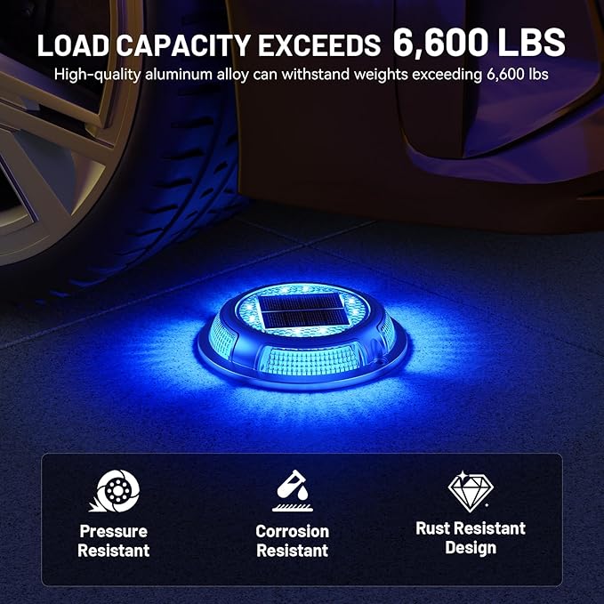 Solar Driveway Lights, 12 Pack Heavy Duty Driveway Lights Solar Powered 2 Color Mode (Cool White/Blue) IP68 | Lumora