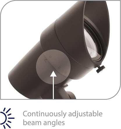 WAC Landscape Lighting, LED 12V Small Size Accent Light with Adjustable Beam Angle and Integral Brightness Control 50-420 Lumens 3000K Warm White Built-in LED in Bronze
