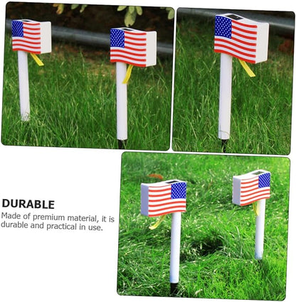 Solar Lawn Lamp American Flag LED Solar Garden Path Light Ground Insert Decorative Outdoor Landscape Lighting for Independence Day 2pcs Random Color