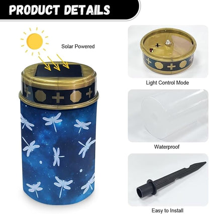 Garden Solar Light, Starry Dragonflies Grave Solar Lights for Cemetery, Waterproof, Solar Powered, Easy to Install, Decorate Lawn, Patio, Fence, Backyard