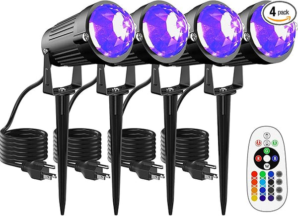 Christmas Halloween LED Spot Lights Outdoor Black Light Projector, 12W Color Changing Landscape Lighting Wired 120V | Lumora