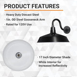 17in. Satin Black Outdoor Gooseneck Barn Light Fixture With 10in. Long Extension Arm - Wall Sconce Farmhouse | Lumora
