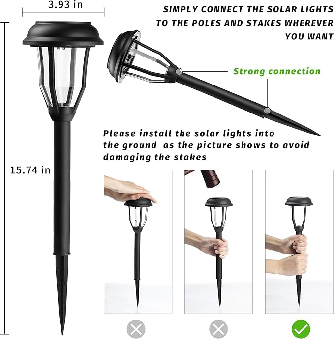 SOLPEX 8 Pack Solar Pathway Lights, Solar Path Lights Waterproof, Solar Garden Lights Outdoor for Garden, Yard, Pathway, Landscape, Walkway and Driveway (Warm White)