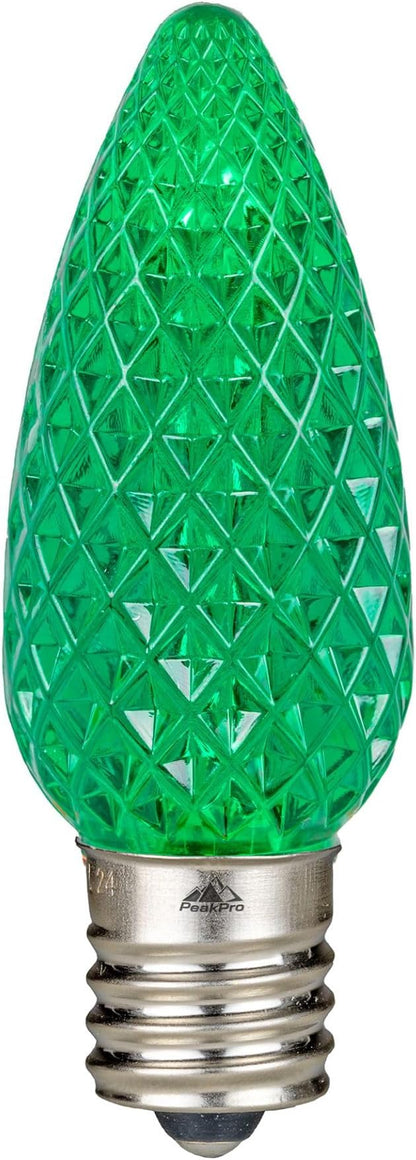 Novelty Lights 500CT Case C9 LED Faceted Ultra Bright Dimmable Outdoor Christmas Light Replacement Bulbs Decorative LED Bulbs LED Christmas Lights, C9 Christmas Lights C9 LED Bulbs (Green)