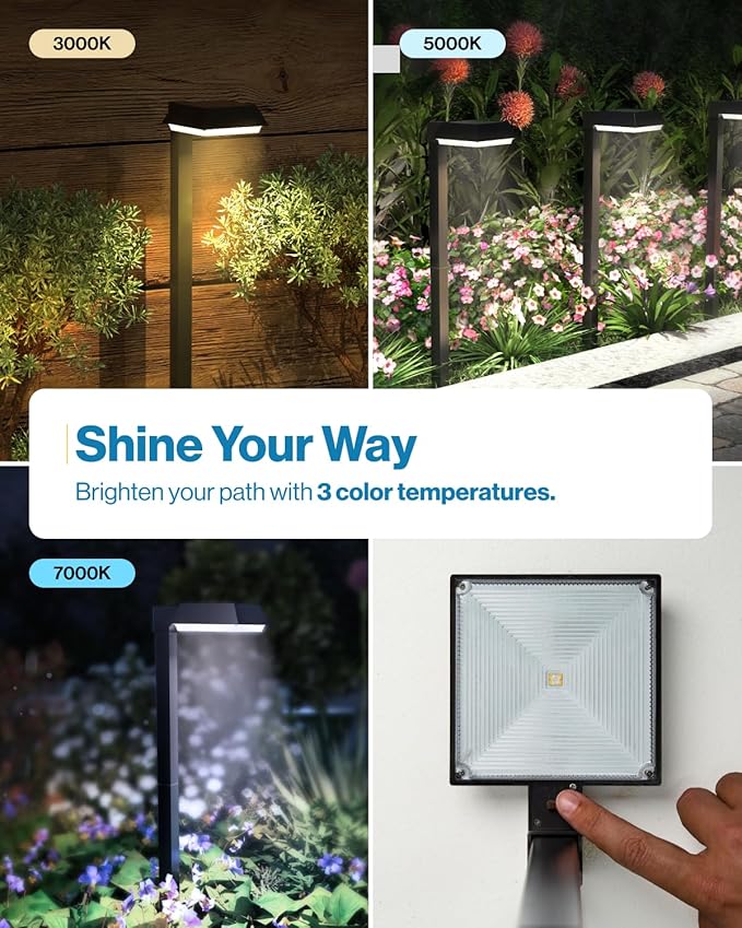 Sunco 6 Pack 2W Solar Sidewalk Dusk to Dawn Outdoor Backyard Walkway Garden Driveway Landscape Waterproof Patio Yard Lawn Super Bright Path Lights, 100 Lumens, 3CCT 3000K/5000K/7000K, Non-Dimmable.