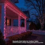 100 LED Pink Fairy Lights, 33ft Plug-in Decorative String Lights with 8 Modes for Indoor Outdoor Bedroom Wall Tree | Lumora