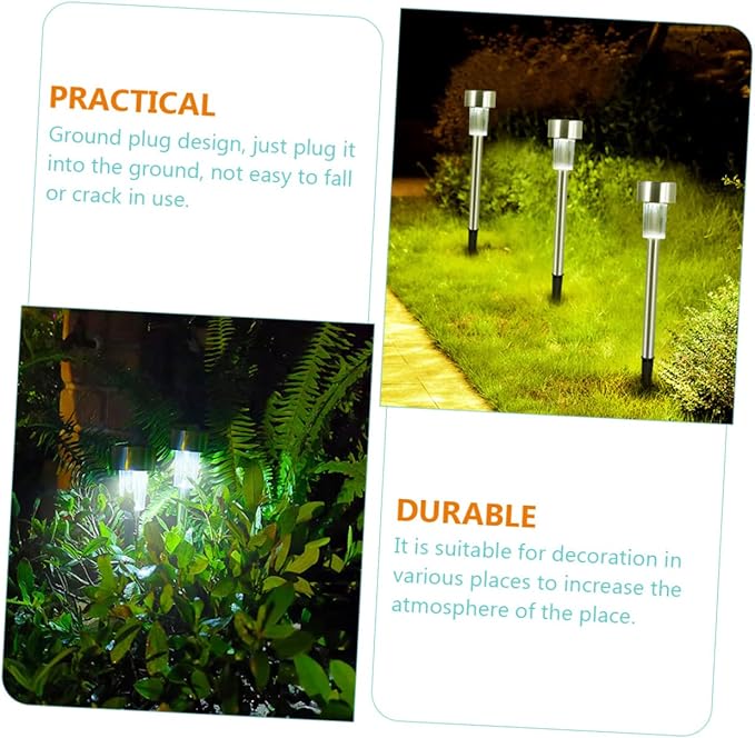 ibasenice 6pcs Solar Path Lights Durable Stainless Steel Landscape Lamp for Outdoor Garden and Driveway Decoration Design for Easy Ground Installation