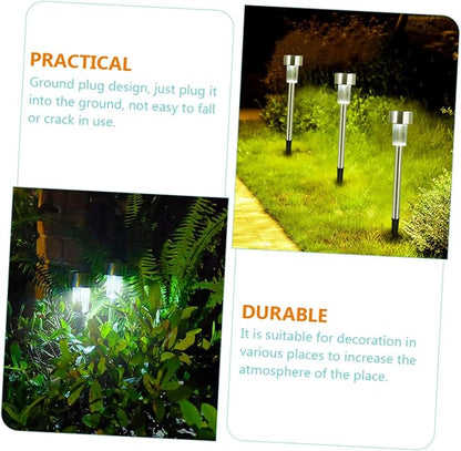 ibasenice 6pcs Solar Path Lights Durable Stainless Steel Landscape Lamp for Outdoor Garden and Driveway Decoration Design for Easy Ground Installation
