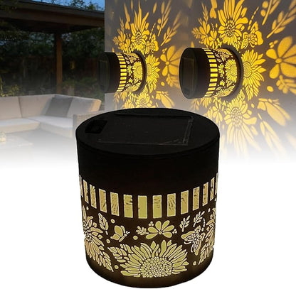 Solar Mandala Lights Outdoor Decorative - Waterproof Metal Mandala Solar Wall Lights, Artistic Fence & Step Lights for Garden, Patio, Backyard, Yard & Outdoor Home (1, Sunflower-Warm Light)