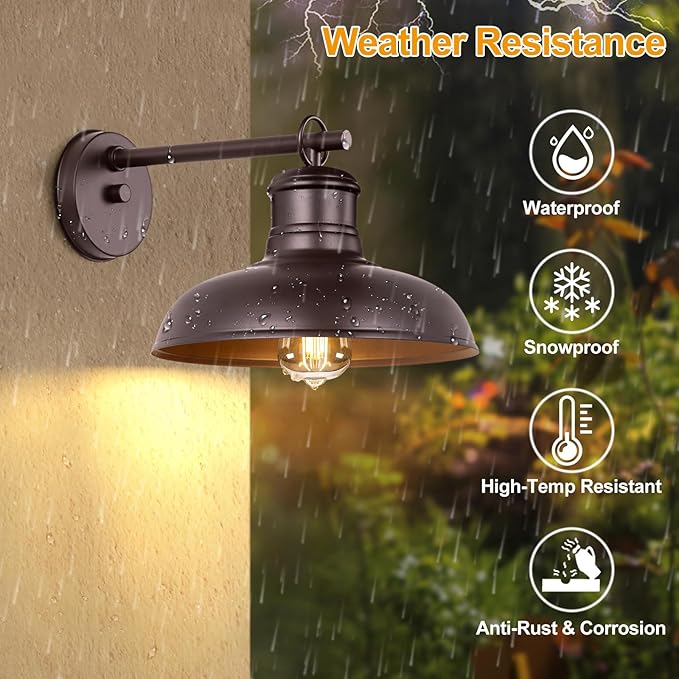 Bosceos 2-Pack Brown Wall Sconces, Farmhouse Exterior Barn Light Fixtures, Outdoor Wall Lights with E26 Socket | Lumora
