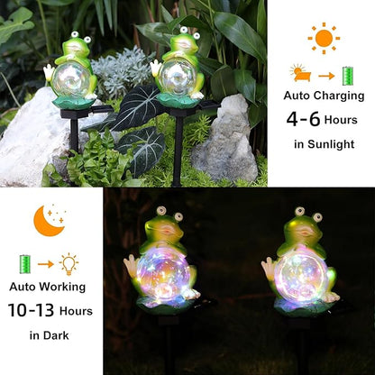 Outdoor Solar Garden Lights,Solar Frog Decorative Lights, IP67 Waterproof Colorful LED Solar Outdoor Lights,Solar Stake Lights for Garden Patio Yard Lawn Decoration