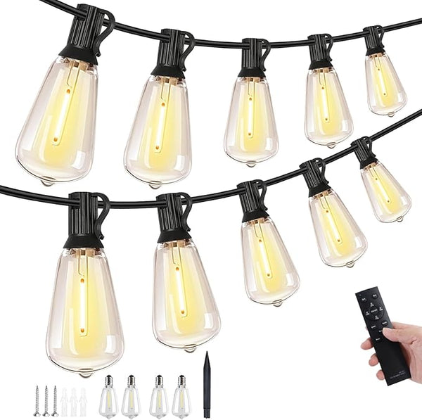 120FT LED Outdoor String Lights, Patio Lights with 40 Shatterproof ST38 Vintage Edison Bulbs, Outside Hanging Light | Lumora