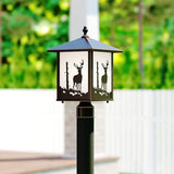 VAXCEL Bryce 1L Bronze Rustic Outdoor Deer Tree Post Light White Glass | Lumora