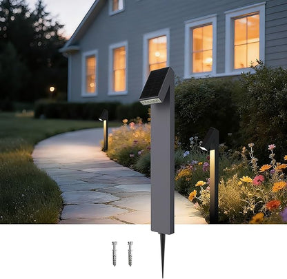 Solar Walkway Light, Dimmable Metal Solar Pathway Light Outdoor IP65 Waterproof, 3000K 500LM Solars Yard Lights for Yard Garden Patio Landscape Lawn