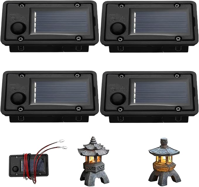 Solar Light Replacement, 4pcs 4x7cm Rectangle Replacement Solar Light Tops with LED Lights, Waterproof Replacement Solar Light Parts for Solar Lantern (Warm Light)
