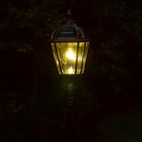 Gama Sonic Outdoor Solar Post Light, Brushed Bronze Finish Aluminum, Royal Bulb, Clear Rain Glass, 3-inch Fitter | Lumora