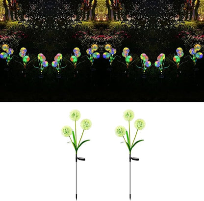 Solar Lights Outdoor, Decorative Animal & Flower Shaped Landscape Lights with Warm/Colorful LED, Auto On/Off Waterproof Solar Powered Decor for Yard Lawn Patio Gift Idea (Colorful-Dandelion-2pack)
