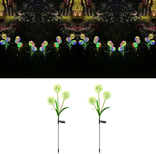 Solar Lights Outdoor, Decorative Animal & Flower Shaped Landscape Lights with Warm/Colorful LED, Auto On/Off Waterproof Solar Powered Decor for Yard Lawn Patio Gift Idea (Colorful-Dandelion-2pack)