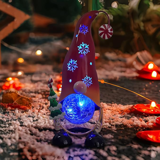 HONGLAND Christmas Decorations Outdoor Solar Gnome Yard, Color Changing LED Lights with Snowflake Hollowed-Out Hat | Lumora