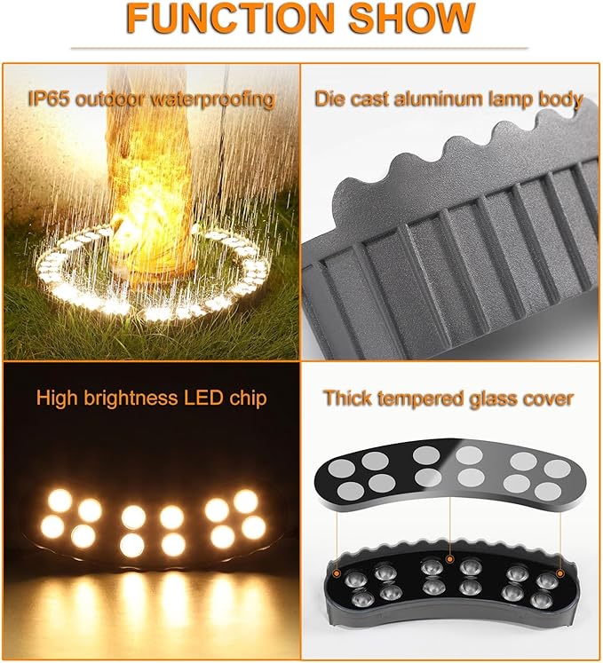 Outdoor Led Garden Lights, Courtyards Ring Tree Light, Aluminum Landscape Spotlights for Trees, Easy to Use(White | Lumora
