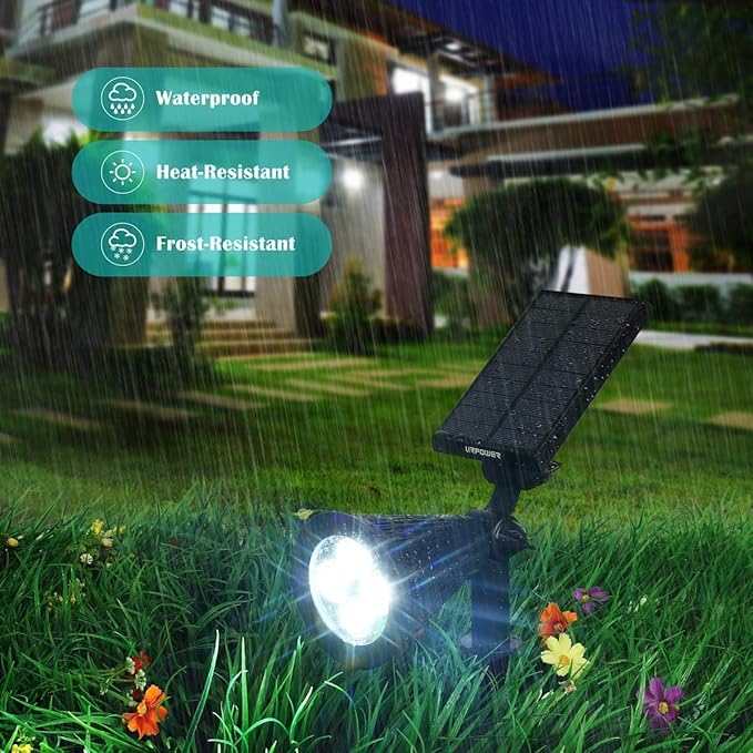 URPOWER Solar Lights Outdoor, 2-in-1 Waterproof Adjustable Solar Spotlights Outdoor Wall Light, Dusk-to-Dawn Solar | Lumora