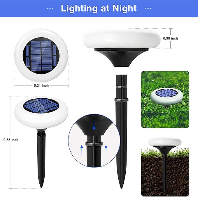 Solar Garden Pathway Lights Color Changing LED Disc Stakes 6 Pack Outdoor Landscape Lighting for Yard Park Walkway | Lumora