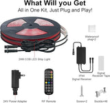 80ft COB RGB+IC LED Strip Lights IP67 Waterproof , Bright Dream Color COB LED Strip with RF Remote App Control | Lumora