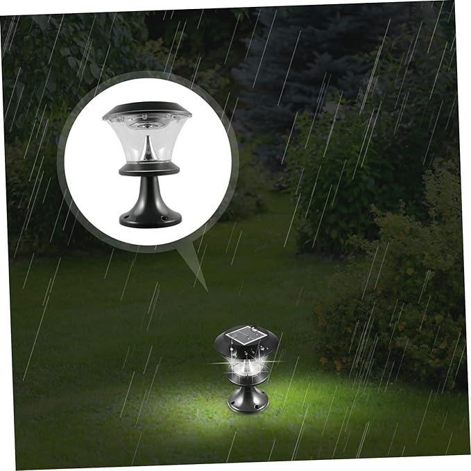balacoo Solar Garden Light Round LED Lawn Lamp Outdoor Energy Saving Pathway Lighting for Patio Fence Deck