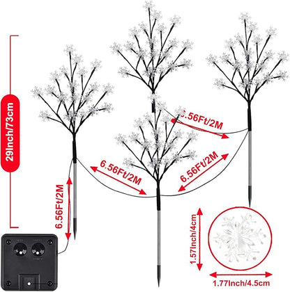 4-Pack 80LEDs Solar Christmas Snowflake Stake Lights, 8 Modes Solar Snowflake Christmas Decorations Outdoor Lights, Waterproof Outdoor Xmas Decorations for Garden Yard Pathway Walkway