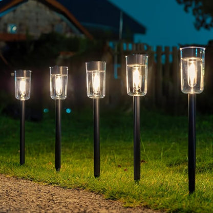Solar Deck Lights 8 Pack + Solar Pathway Lights Outdoo 8 Pack