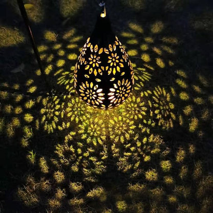 Solar Light Induction Water Drop Lamp Outdoor Garden Hollow Decoration Projection Lamp Led Flower Pile Lamp Decoration Landscape Lawn Garden Lamp Diameter 10Cm/4Inch Length 55Cm/22Inch Warm Light