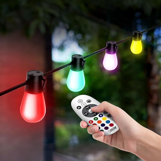 Feit Electric 24ft Smart Outdoor String Lights, 12 Socket Color Changing Works with Alexa/Google Assistant, Heavy | Lumora