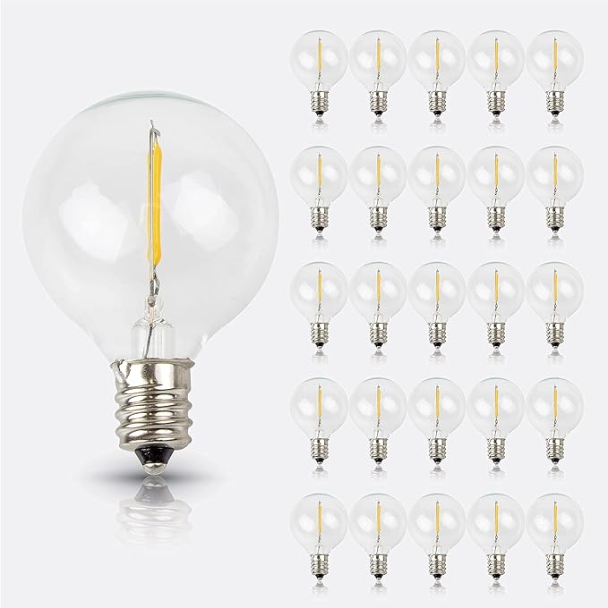 Newhouse Lighting G40LED25 25 Pack LED Clear Globe Outdoor String Fits E12 and C7 Base 1.57 Inch G40 Replacement | Lumora