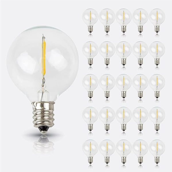 Newhouse Lighting G40LED25 25 Pack LED Clear Globe Outdoor String Fits E12 and C7 Base 1.57 Inch G40 Replacement | Lumora