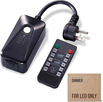 Brightech Bundle: Ambience Pro Waterproof LED Outdoor String Lights - Hanging, Dimmable 2W Vintage Edison Bulbs - 48 Ft + Outdoor Dimmer Plug