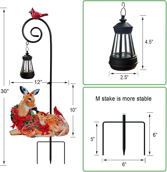 Deer Metal Garden Stake with Solar Light, Christmas Decorations Outdoor Waterproof Sloar Lights Outside, Doe and | Lumora