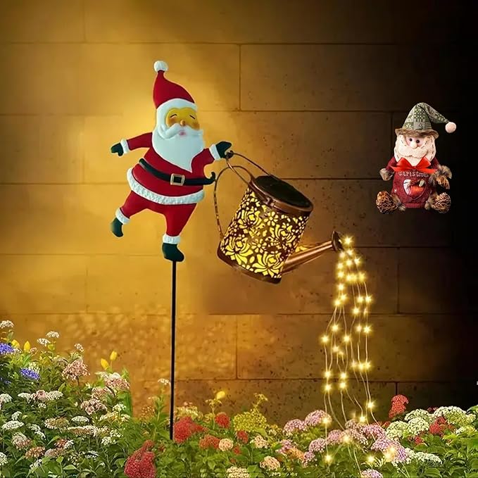 2026 New Christmas Solar Kettle Lights Garden Lawn Decorative Lights Santa Kettle Ground Lamp Solar Led Night, Outdoor Christmas Decor for Pathway Yard Patio (Warm Light)