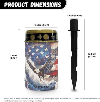 Eagle Flag Solar Lights for Outside Waterproof Cemetery Solar Lights for Grave Dad Outdoor Lighting