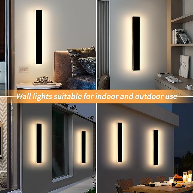 Mikeru 23.6inch Outdoor Wall Light Fixtures, 3000K/4500K/6000K Three Colors Switchable Modern Exterior Wall Sconces | Lumora