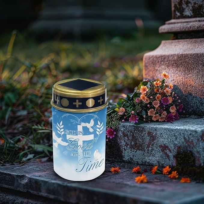 Cross Pigeon Solar Powered Cemetery Memorial Light,Cemetery Decorations for Grave,Grave Markers for Cemetery Solar Cemetery Lamp,Solar Grave Light