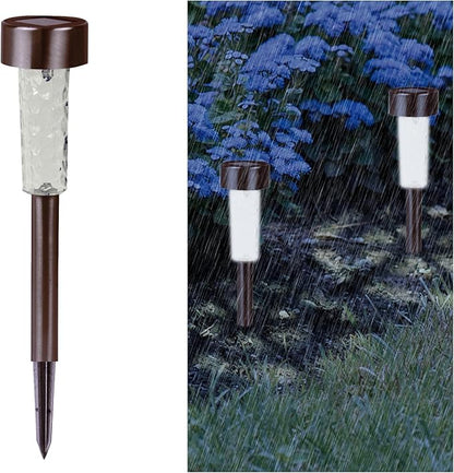 Crosslight Solar Powered Pathway Lights (12 Pack) - Stainless Steel Outdoor White LED Lights, Waterproof for Garden, Yard, Patio, Lawn, Walkway - Decorative Ground Stake Lighting | Bronze
