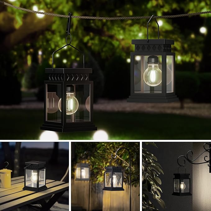 Bright Solar Pathway Lights Outdoor: 8x8cm Large Panel & 2000mAh Battery for Longer Lighting, Dual Power (Solar + Dry Cell), Waterproof Warm White Garden Yard Driveway Lights (4 Pack)