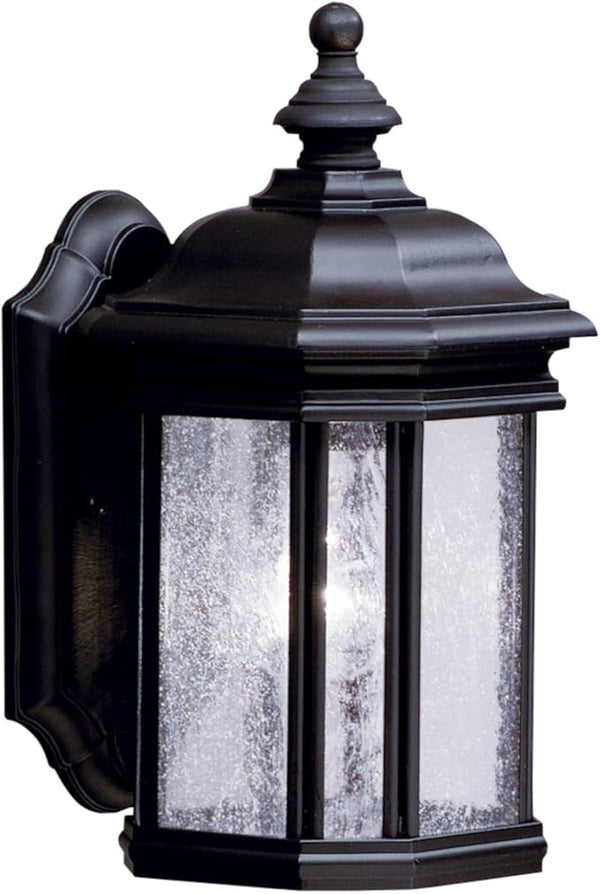 Kichler Kirkwood 13" 1 Light Outdoor Wall Light with Clear Seeded Glass in Black | Lumora