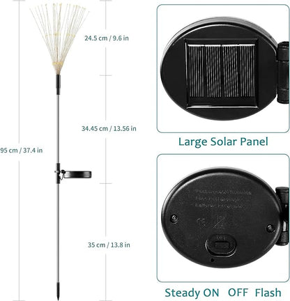 JJGoo Solar Firework Lights, 2 Pack 120 LEDs 2 Lighting Modes Solar Garden Lights Outdoor Waterproof for Yard Patio Walkway Pathway Party Wedding Christmas Decorative - Blue