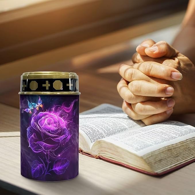 Purple Rose Solar Lights Outdoor Waterproof Solar Lights LED Grave Solar Light for Outdoor Cemetery Solar Stake Lights for Pathway Garden Yard