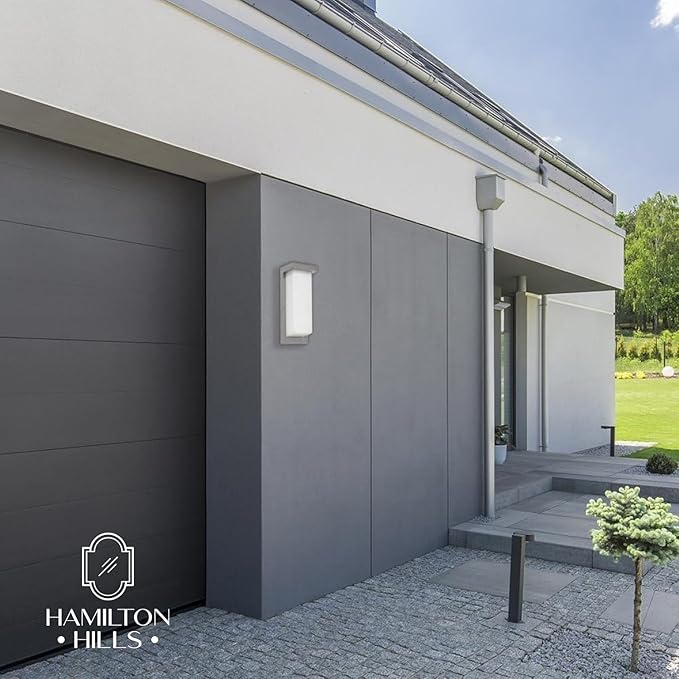 Hamilton Hills 14 Inch Silver Squared Flush Mount Outdoor Light Fixture | Modern Front Door Exterior Light 3000K | Lumora