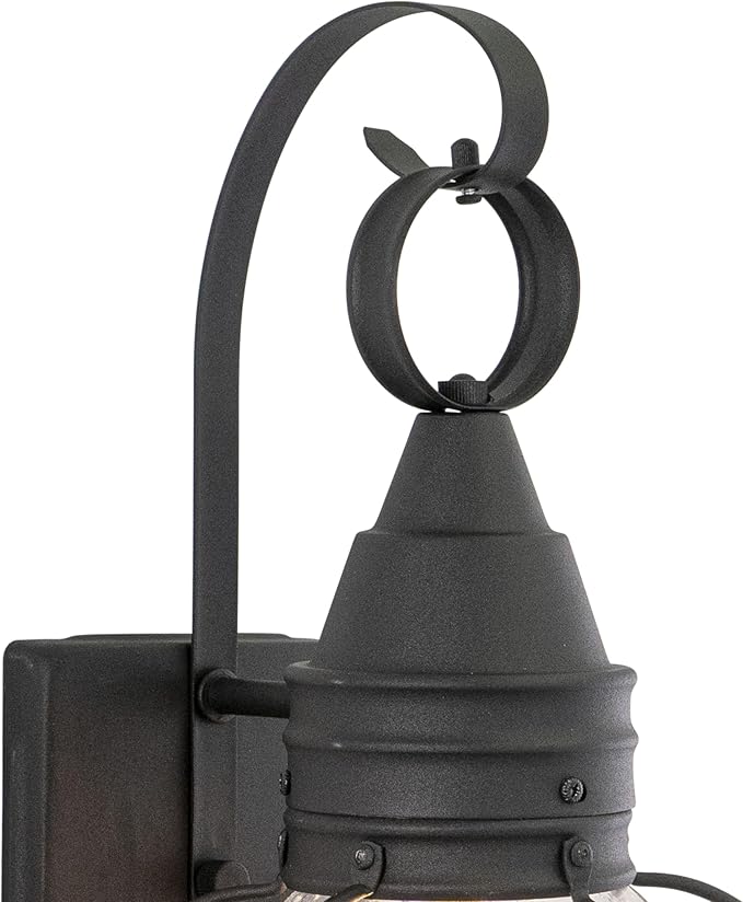 VAXCEL 2-Pack Chatham 13.5 in. H 1-Light Textured Black Coastal Outdoor Wall Sconce Made of Durable Steel, Clear | Lumora